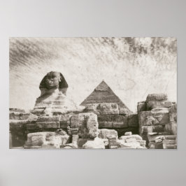 Sphinx Pyramid Mid-eeuwse Egypte Poster