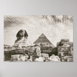 Sphinx Pyramid Mid-eeuwse Egypte Poster