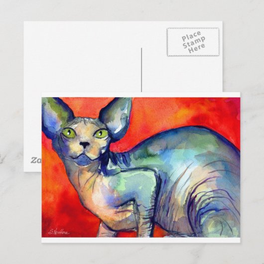 Sphinx sphynx cat #6 schilderij briefkaart (Voorkant / Achterkant)