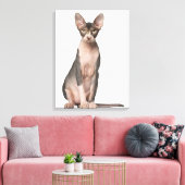 Sphynx (7 maanden oud) zittend canvas afdruk (Insitu (Woonkamer))