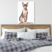 Sphynx (7 maanden oud) zittend canvas afdruk (Insitu (Slaapkamer))