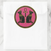 Sphynx Black & Gold Egyptian cat over fuchsia Ronde Sticker (Tas)
