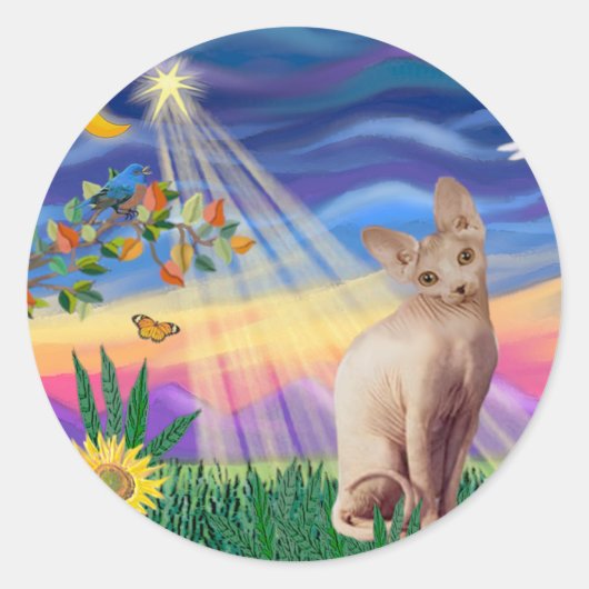 Sphynx Cat 1 - Schemering Ronde Sticker (Voorkant)
