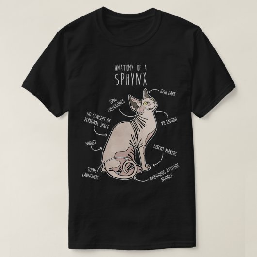 Sphynx Cat Anatomie 1 T-shirt (Design voorkant)