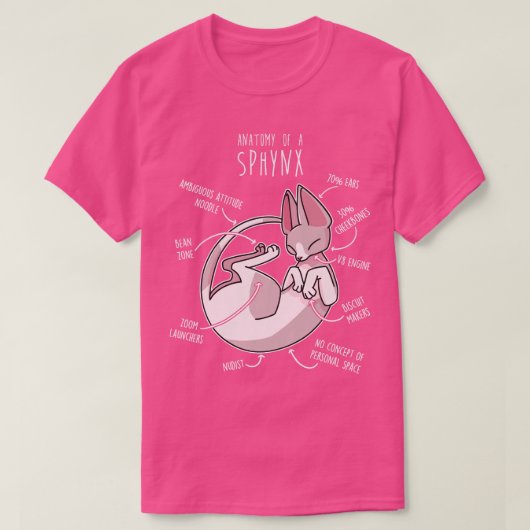 Sphynx Cat Anatomie 3 T-shirt (Design voorkant)