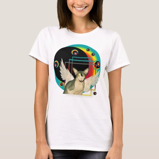 Sphynx Cat Angel wings orb Art T-shirt (Voorkant)