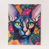 Sphynx Cat Art Bloemen Bloemen Bloemen Jigsaw Puzz Legpuzzel (Verticaal)