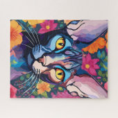 Sphynx Cat Art Bloemen Bloemen Bloemen Jigsaw Puzz Legpuzzel (Horizontaal)
