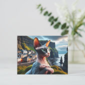 Sphynx Cat Art Cliffs of Moher Ireland Briefkaart (Staand voorkant)