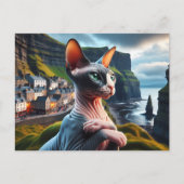 Sphynx Cat Art Cliffs of Moher Ireland Briefkaart (Voorkant)