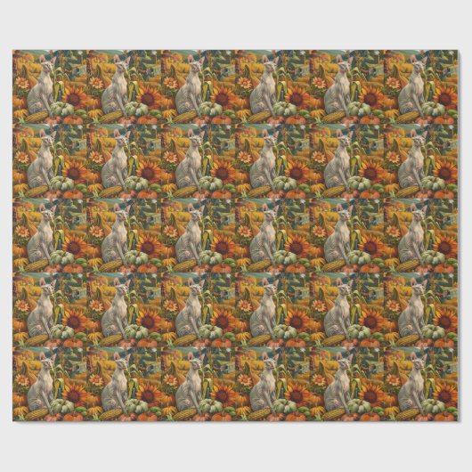 Sphynx Cat Autumn Harvest Thanksgiving Cadeaupapier (Vlak)