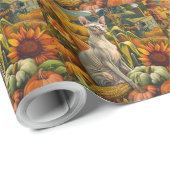 Sphynx Cat Autumn Harvest Thanksgiving Cadeaupapier (Rol Hoek)