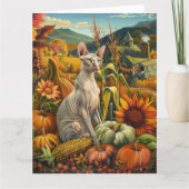 Sphynx Cat Autumn Harvest Thanksgiving Kaart (Voorkant)