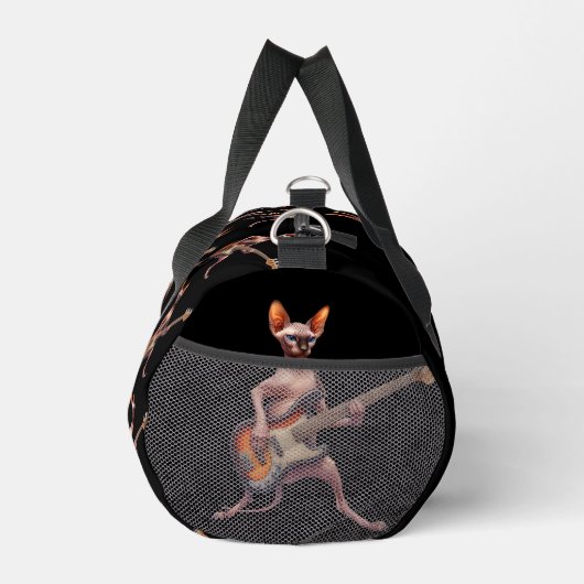 Sphynx Cat Bass Player Muzikant Gym Duffle Bag Plunjezak (Rechts)