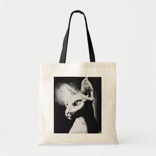 Sphynx Cat Black White Contrast Kat Portret Art Tote Bag (Voorkant)