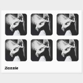 Sphynx Cat Black White contrastloos haarloos Kat A Vierkante Sticker (Vel)