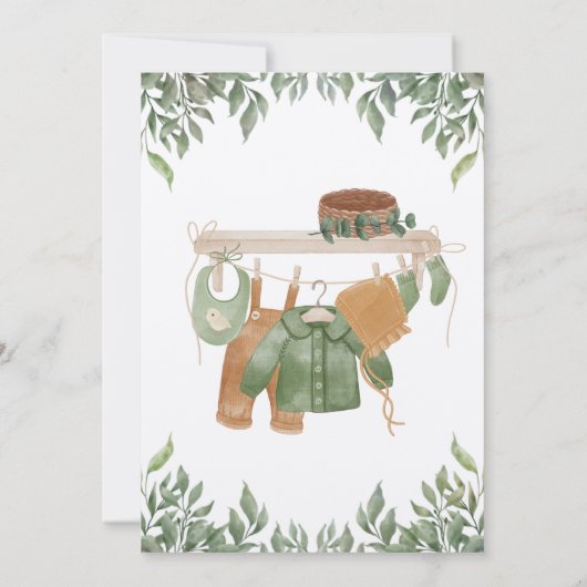 Sphynx Cat Boy Boho Greenery Baby shower Kaart (Achterkant)