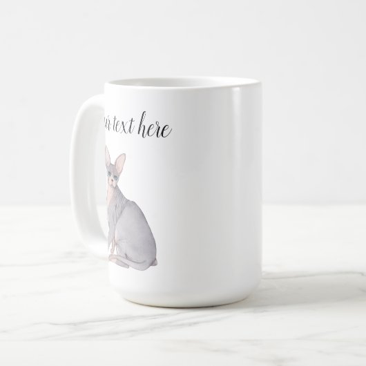 Sphynx Cat Breed Waterverf Mok Gift (Voorkant links)