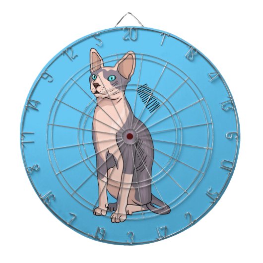 Sphynx cat cartoon illustration  dartbord (Voorkant)