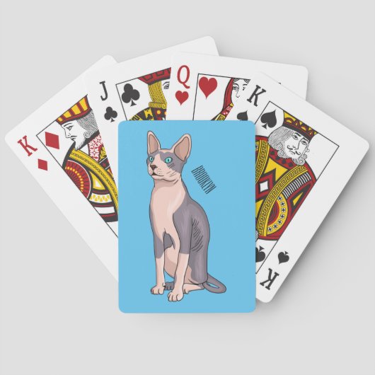 Sphynx cat cartoon illustration  pokerkaarten (Achterkant)