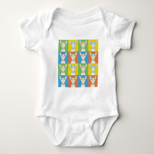 Sphynx Cat Cartoon Pop-Art Romper (Voorkant)