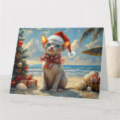 Sphynx Cat Christmas  Beach Kaart (Voorkant)