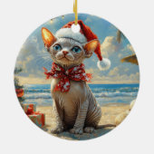 Sphynx Cat Christmas Beach Keramisch Ornament (Achterkant)