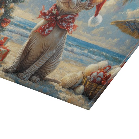 Sphynx Cat Christmas Beach Snijplank (Hoek)