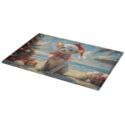 Sphynx Cat Christmas  Beach Snijplank (Hoek)