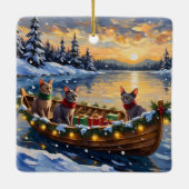 Sphynx Cat Christmas Boat Holiday Keramisch Ornament (Achterkant)