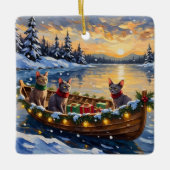 Sphynx Cat Christmas Boat Holiday Keramisch Ornament (Voorkant)