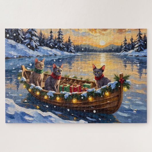 Sphynx Cat Christmas Boat Holiday Legpuzzel (Horizontaal)