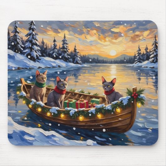 Sphynx Cat Christmas Boat Holiday Muismat (Voorkant)