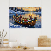 Sphynx Cat Christmas Boat Holiday Poster (Keuken)