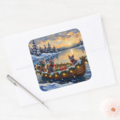 Sphynx Cat Christmas Boat Holiday Vierkante Sticker (Envelop)