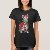 Sphynx Cat Christmas Candy Cane T-shirt (Voorkant)