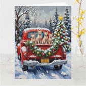 Sphynx Cat Christmas Red Truck Holiday Kaart (Gele Bloem)