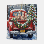 Sphynx Cat Christmas Red Truck Holiday Keramisch Ornament (Links)