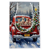 Sphynx Cat Christmas Red Truck Holiday Medium Cadeauzakje (Voorkant)