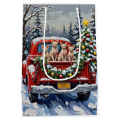 Sphynx Cat Christmas Red Truck Holiday Medium Cadeauzakje (Achterkant)