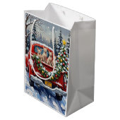 Sphynx Cat Christmas Red Truck Holiday Medium Cadeauzakje (Achterkant Gekanteld)