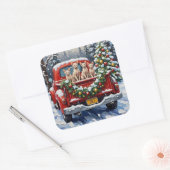 Sphynx Cat Christmas Red Truck Holiday Vierkante Sticker (Envelop)