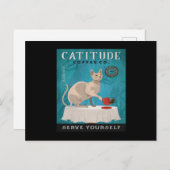 Sphynx Cat Coffee Funny Catitude Serve Yourself Briefkaart (Voorkant / Achterkant)