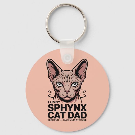 Sphynx Cat Dad Funny Vector Art Sleutelhanger (Voorkant)