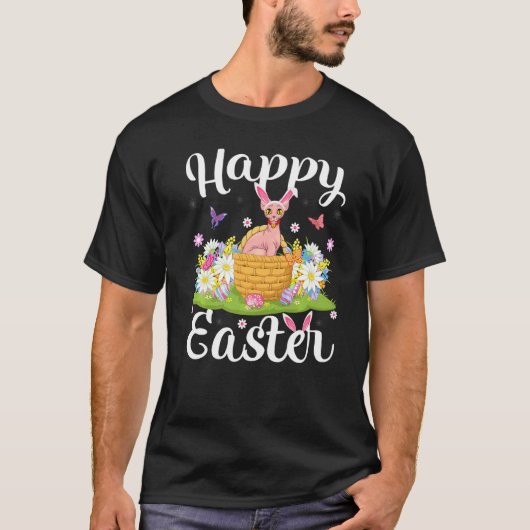 Sphynx Cat Easter Easter Hunt Floral Sphynx Cat Ea T-shirt (Voorkant)