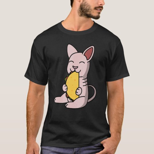 Sphynx Cat Eating a Taco Pet T-shirt (Voorkant)