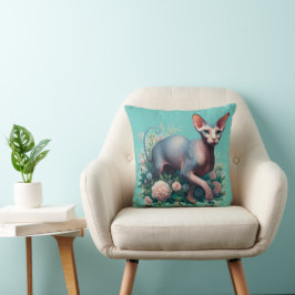  Sphynx Cat & Flowers Kussen