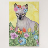 Sphynx Cat Flowers Legpuzzel (Verticaal)