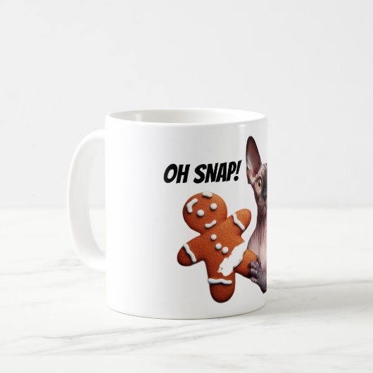 Sphynx Cat Gingerbread Cookie Oh Snap Grappig Koffiemok (Voorkant links)
