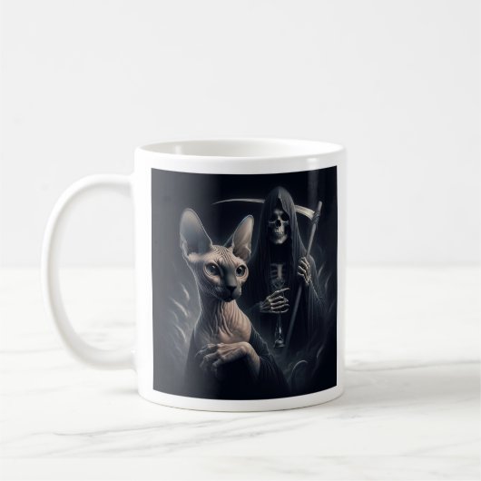 Sphynx Cat Grim Reaper  Koffiemok (Links)